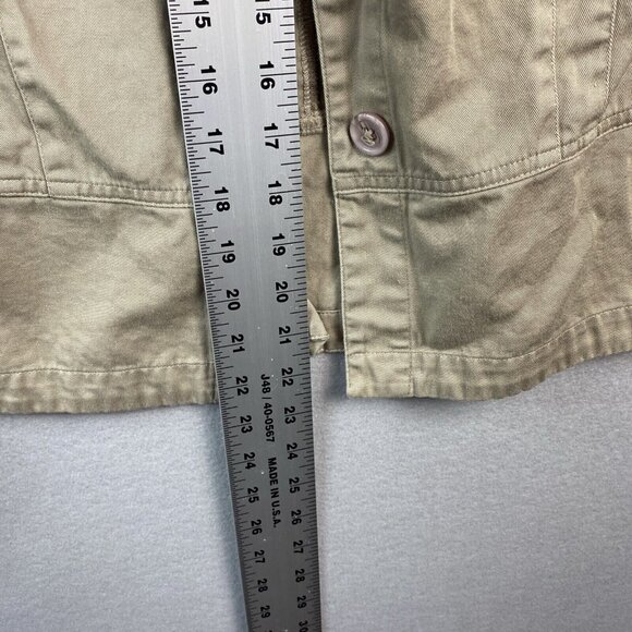 VAN HEUSEN Jacket Womens M 100% Cotton Khaki Green  Button Front  Military Style - Picture 5 of 12